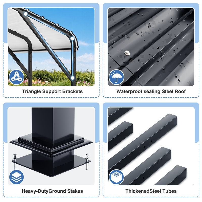 20 ft. W x 30 ft. D Metal Carport, Heavy-Duty Steel Frame, Large Outdoor Canopy Shelter for Multiple Vehicles