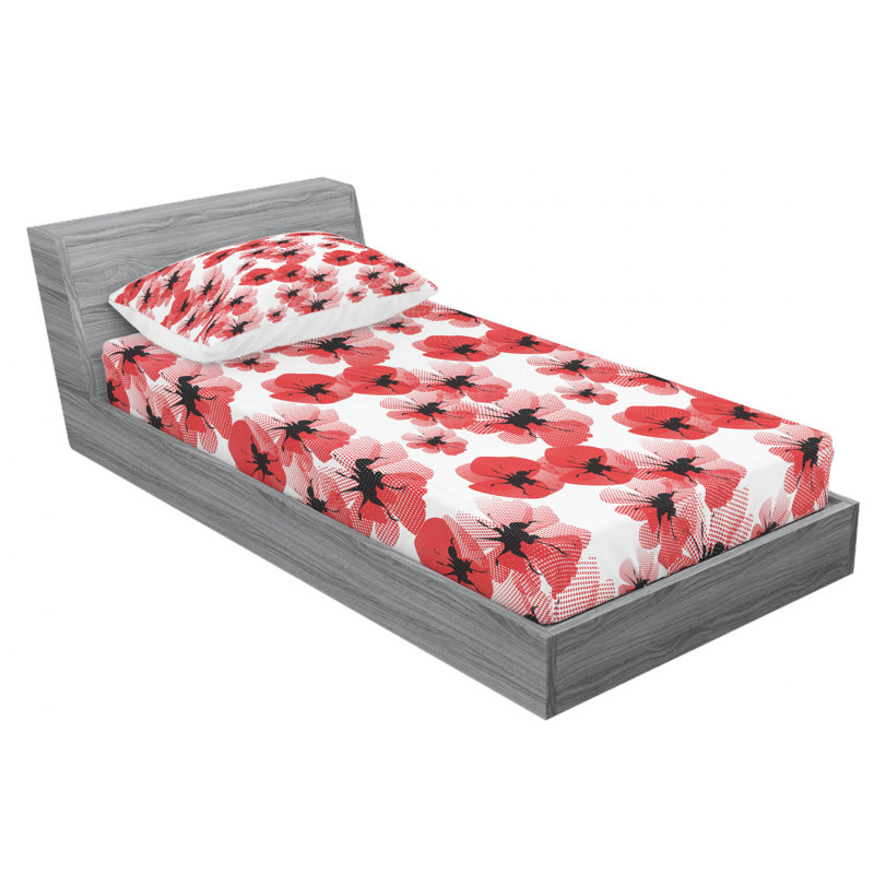 Microfiber Floral Sheet Set, Twin Sheet Set with Fitted Sheet