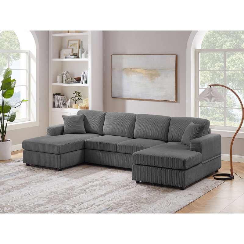 Canapé modulaire rembourré 3 pièces Laiton, 100 % polyester gris