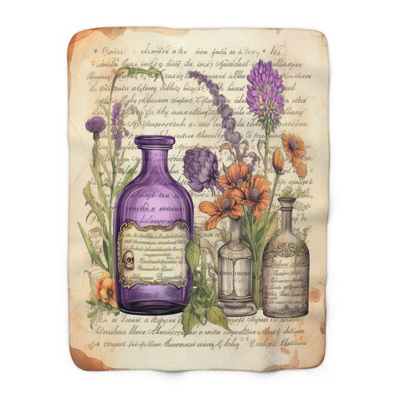 Alchimique à base de plantes Codex - 1 pièce Sherpa Premium - impression d'art luxueux, Lit simple