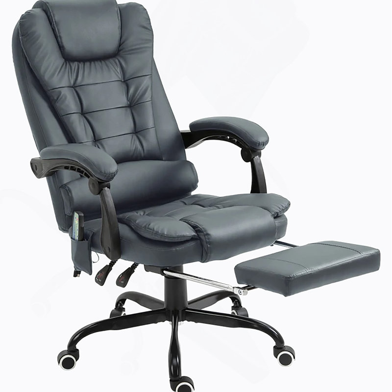 Fauteuil de bureau de massage à haut dossier, fauteuil de bureau de massage vibrant avec support lombaire, repose-pieds