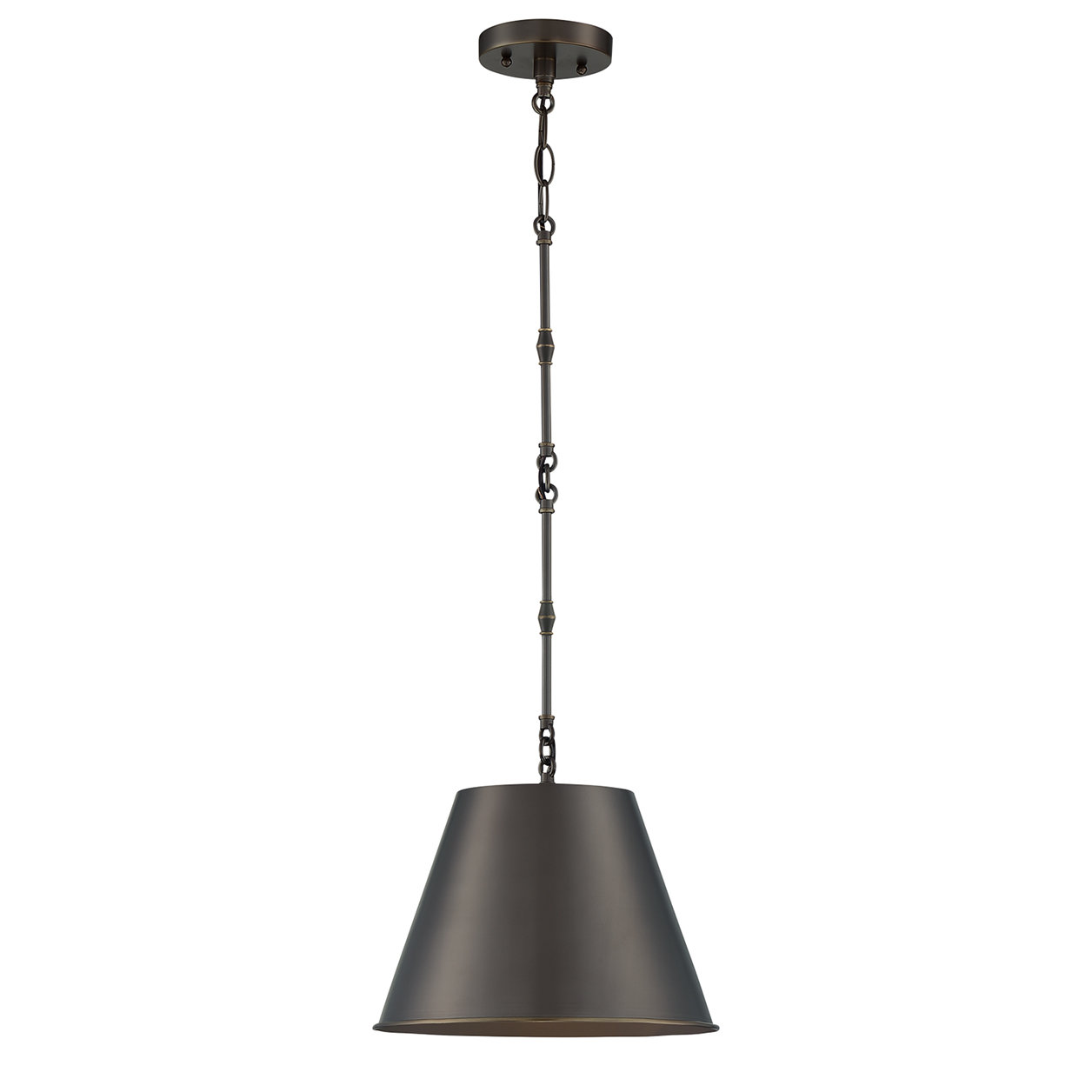 Presley Dimmable Single Light Pendant, Old Bronze, 8.5" H x 12" W x 12" D