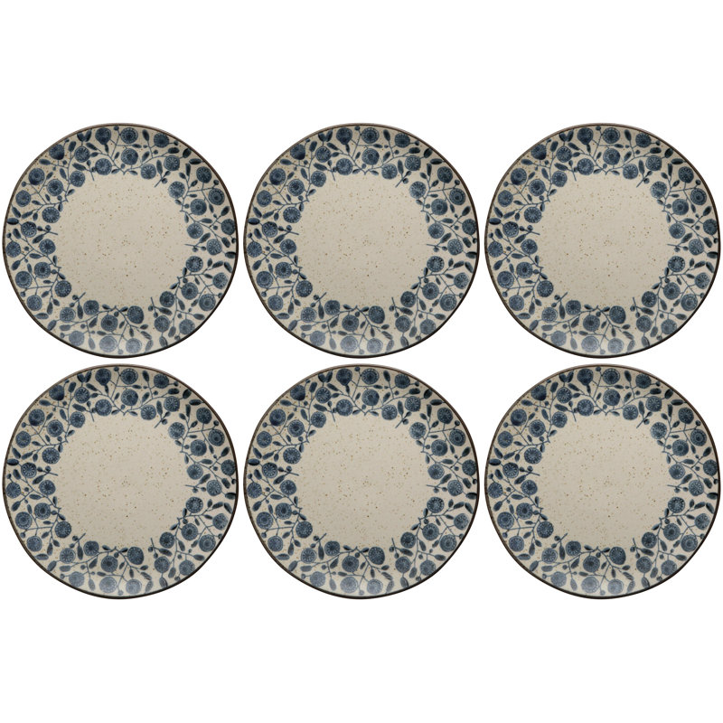 Ensemble de 6 assiettes à repas avec élément de calendula 10 po