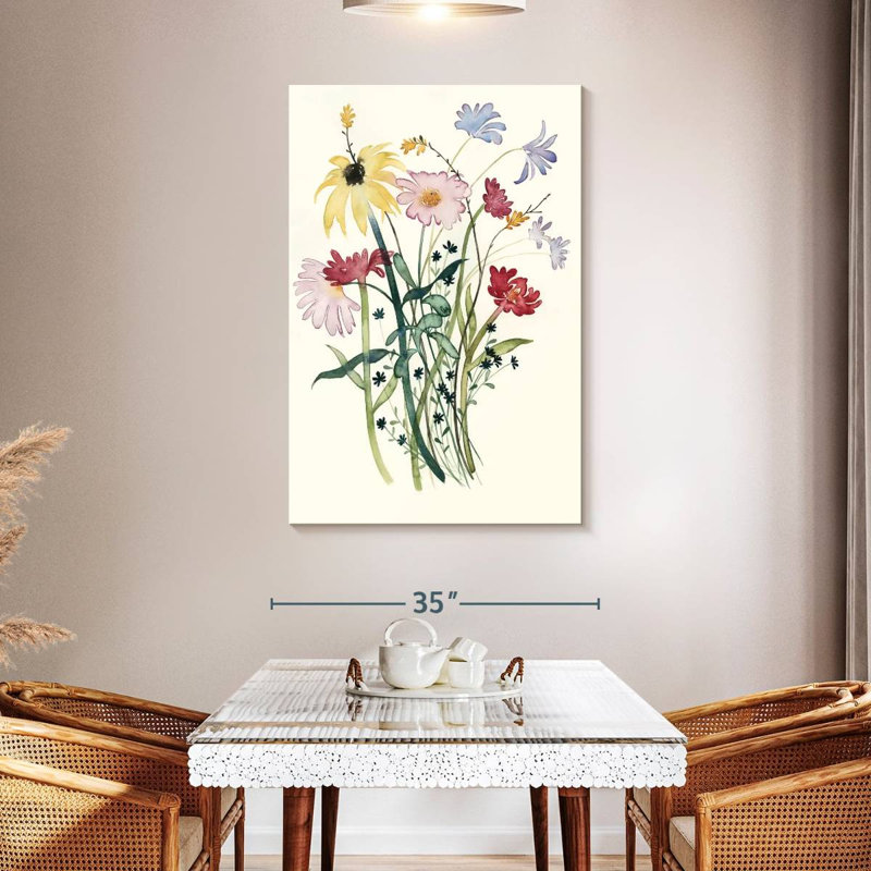 Harnek, aquarelle de fleurs sauvages I, H 48 po x l 32 po