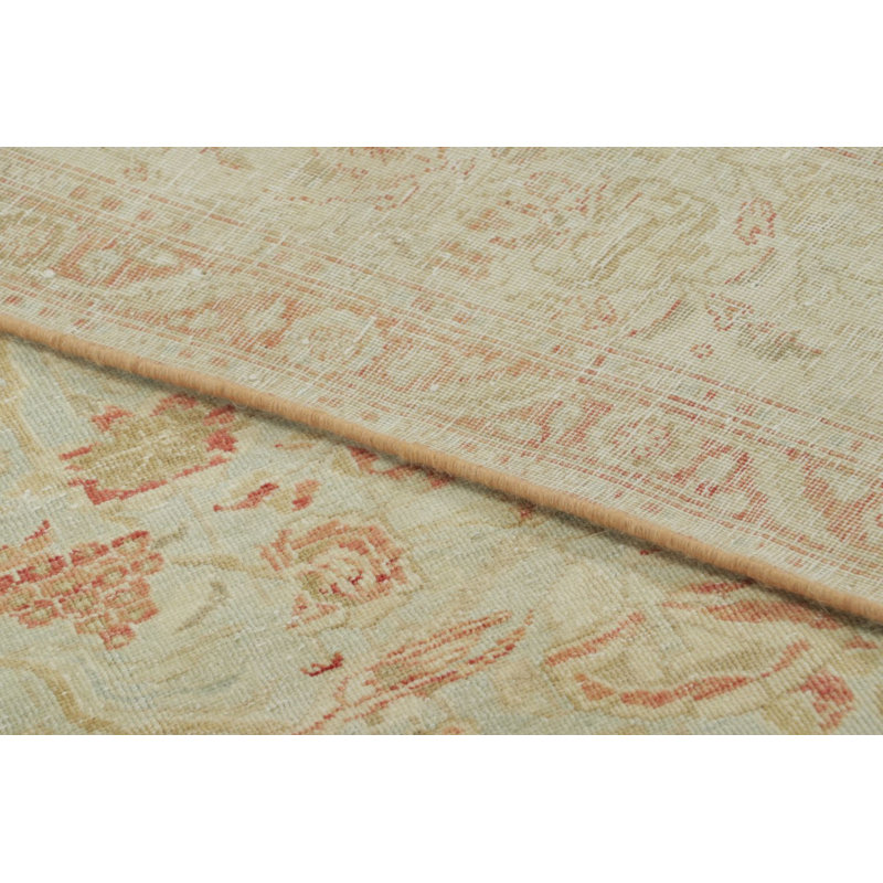 Antique Afghani Tabriz Rug In Green And Terracotta Floral Design - Rug & Kilim