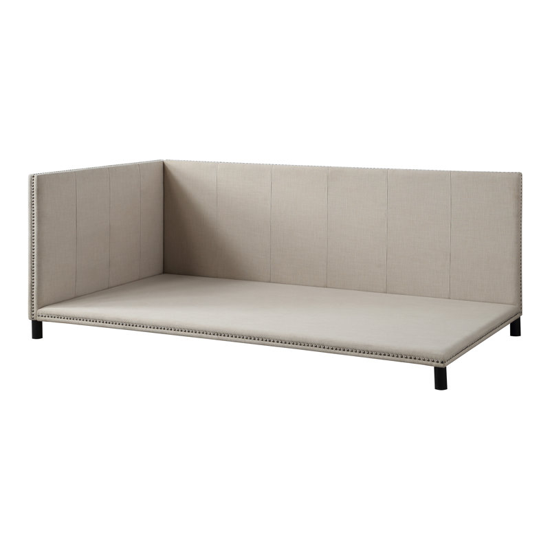 Upholstered Daybed with Nailhead Trim in Beige