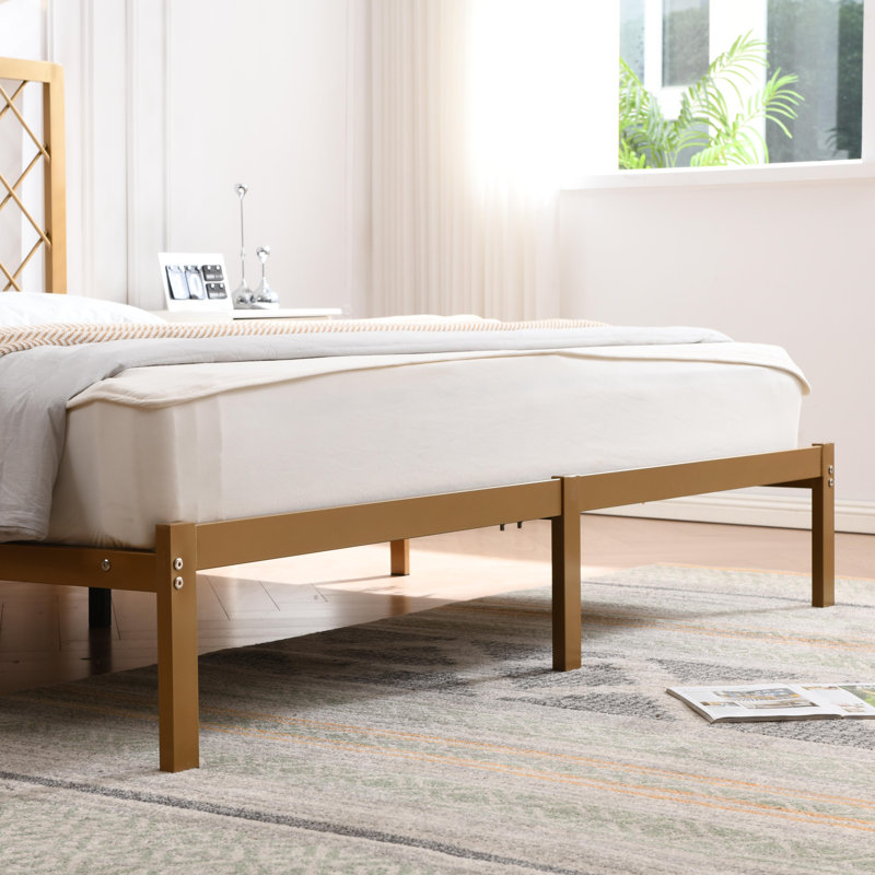 Konrad Metal Platform Bed, Gold, King
