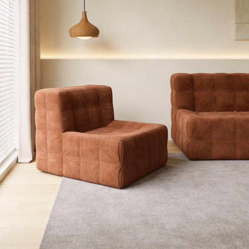 1 Seater Velvet Sofa, Orange