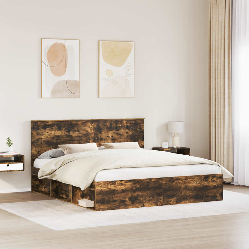 Solid Wood Bed, Smoked Oak, Super King (6')