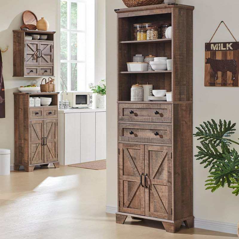 Armoire de rangement 72 po, Brun rustique