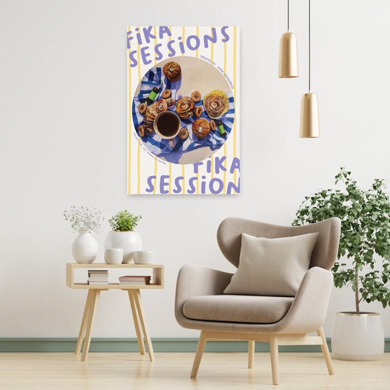 Art mural contemporain Fika Coffee, H 36 po x l 24 po