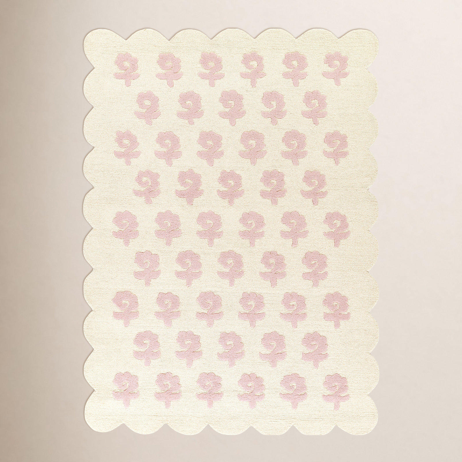 Lola Hand Tufted Wool Floral Pink Area Rug, Rectangle 2' x 3'