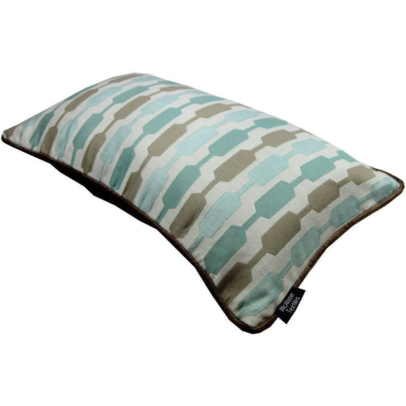 Lizeth Geometric Rectangular Cushion Cover, 30 x 50cm, Duck Egg/Taupe