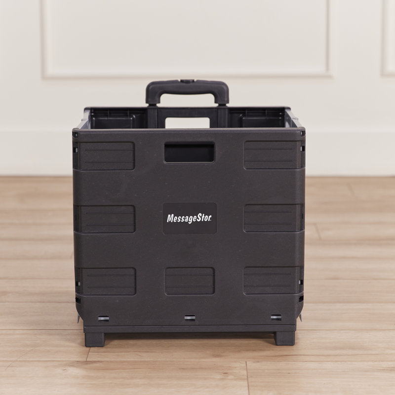 ECR4Kids Universal Collapsible Rolling Utility Storage Cart, Mobile Organizer, Black