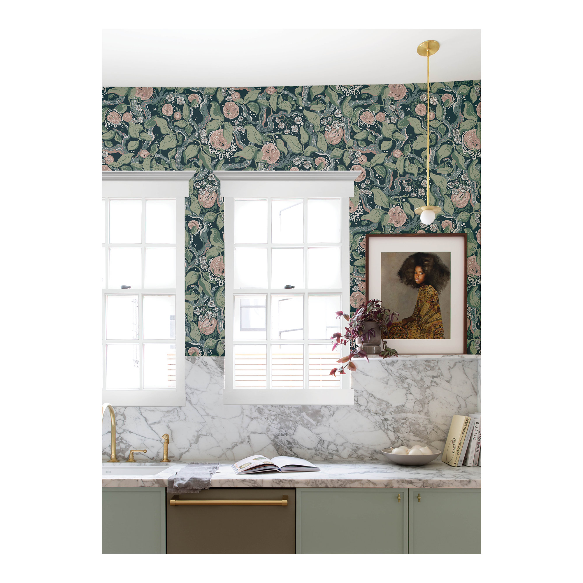 Botanical Wallpaper, Neutral/Pink