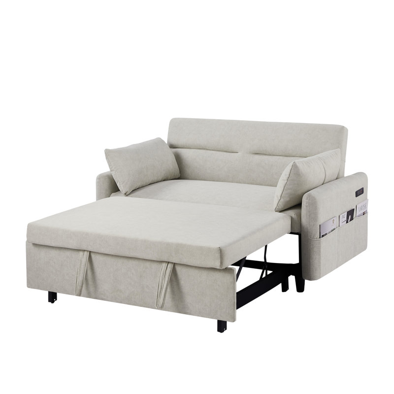 Brynjolf 55.19"Sofa, Sleeper Sofa, Sofa Bed, Loveseat, Beige Microfiber