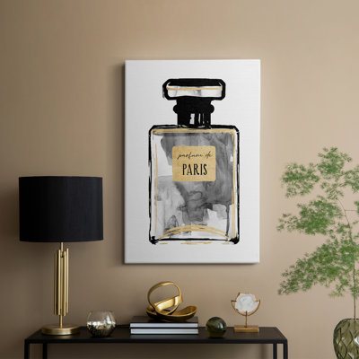 Black and Gold Perfume I -Gallery Wrapped Cavas