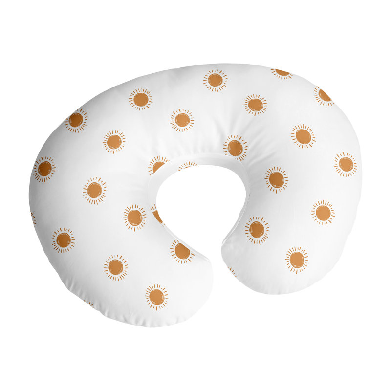 Nursing Breastfeeding Pillow Cover, Orange White, Sun Print;Stripes