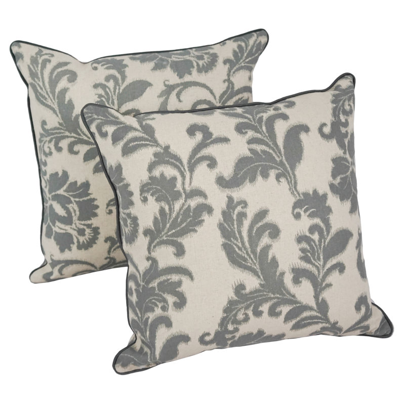 Floral Cotton Blend Reversible Throw Pillow