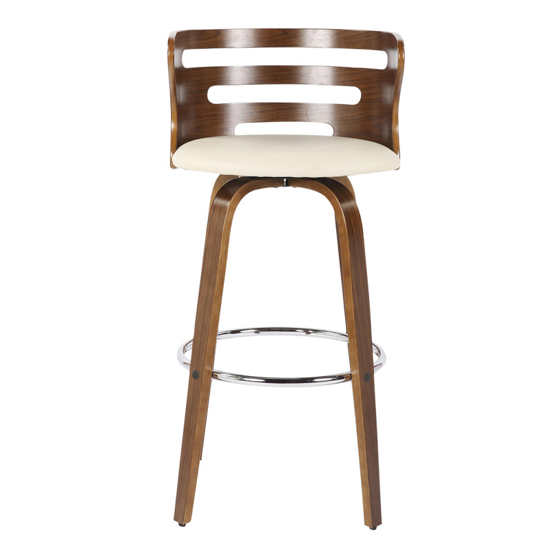Archaimbaud Swivel Upholstered Counter Stool, Bar Stool (30" Seat Height), Cream