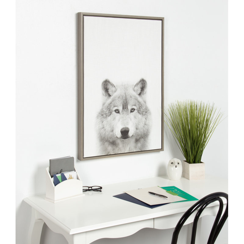 «Wolf» par Simon Te of Tai, reproduction d'art sur toile encadrée, H 23 po x l 33 po, Gris