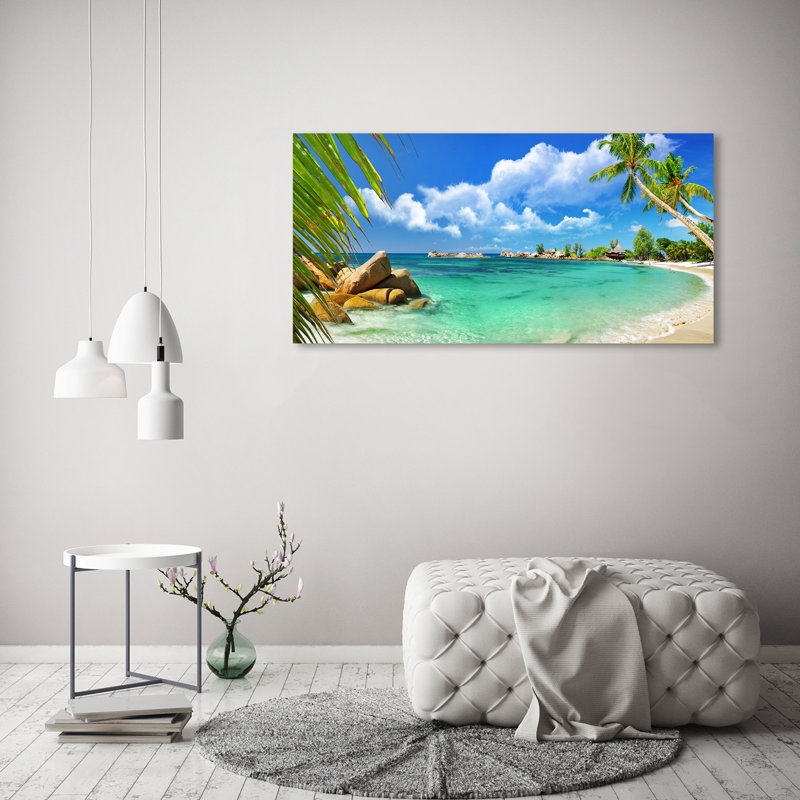 Seychelles Beach - Wrapped Canvas Print, 60cm H x 120cm W, Wrapped Canvas