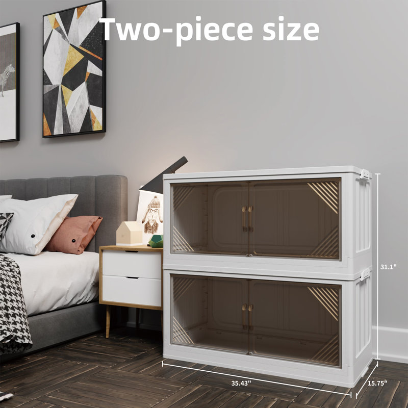 2 Pack Stackable Folding Storage Closet with Lid