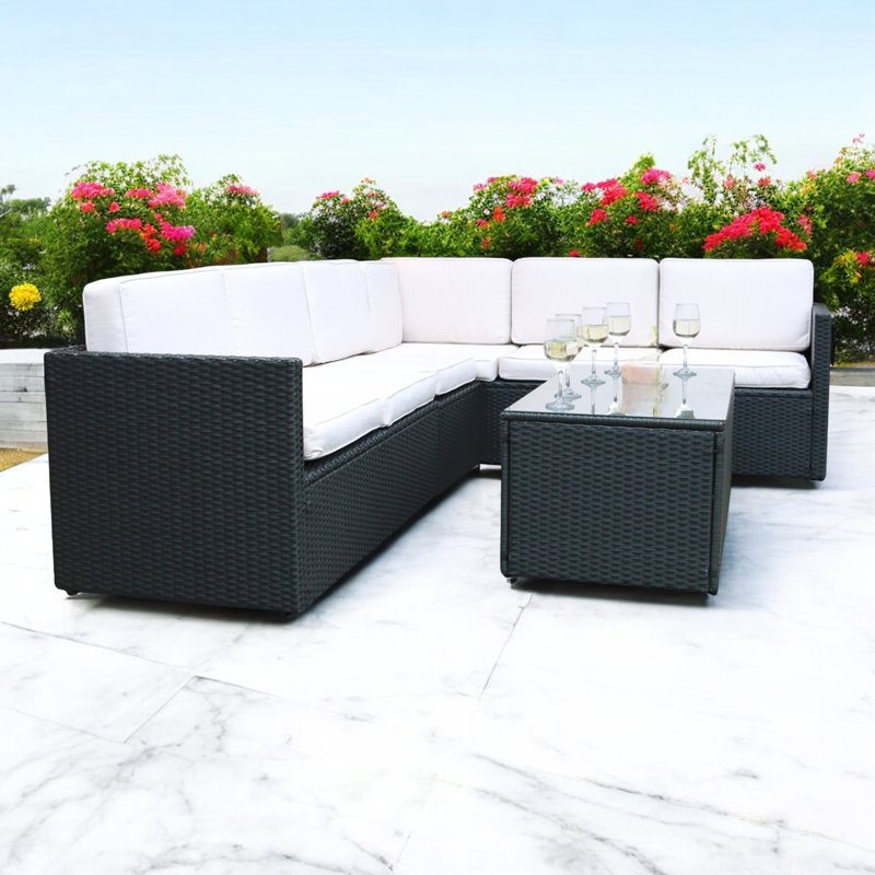  Black Corner Lounging Set, White, Black