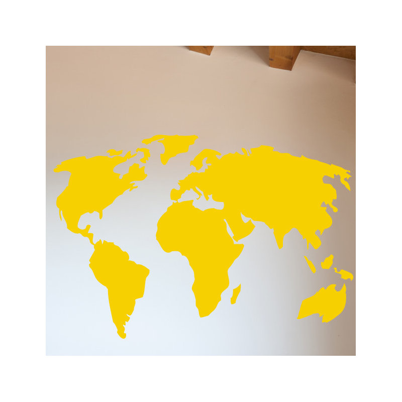 Décalcomanie murale carte du monde, H 22 po x l 32 po x P 0,01 po, Jaune clair