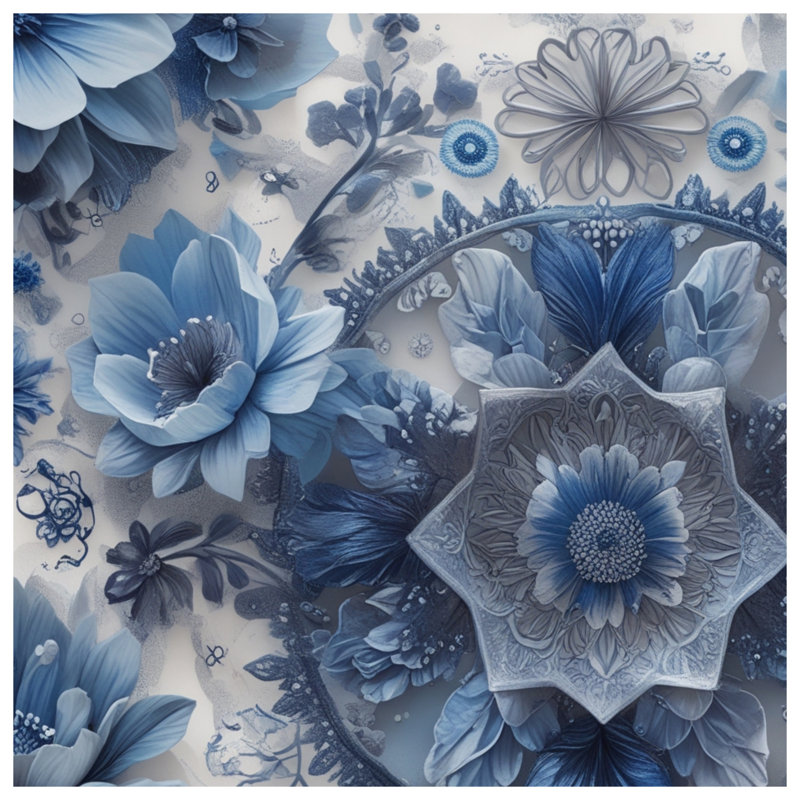 Couvertures d'arrangement floral bleues, 60in W x 80in H