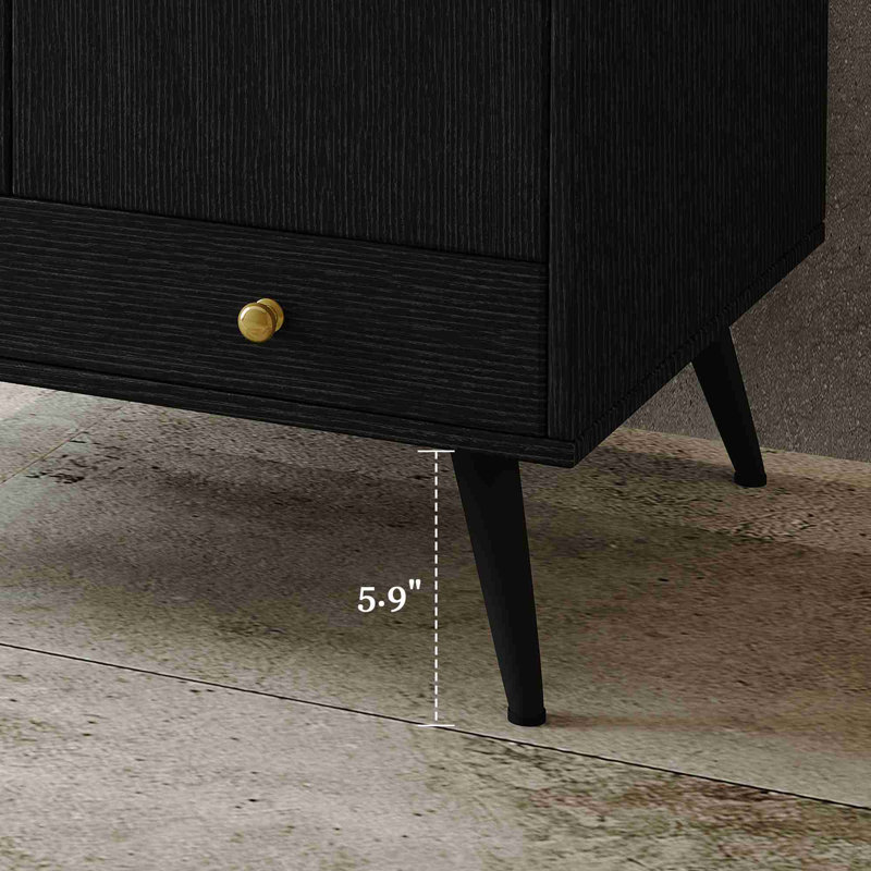 Meuble-lavabo autoportant Mid-Century, Noir, Noir