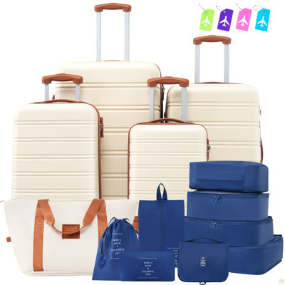 Valise Hardshell 4 pièces + valise à roulettes avec verrou TSA - 16 "+ 20" + 24 "+ 28" bagages