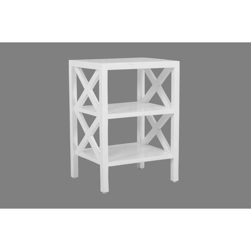 Table de bout en bois massif Yosaira, Blanc