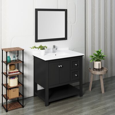 Manchester 36"" Free-Standing Single Sink Bathroom Vanity Set with Mirror (Faucet Not Included) -  Fresca, FVN2336BL