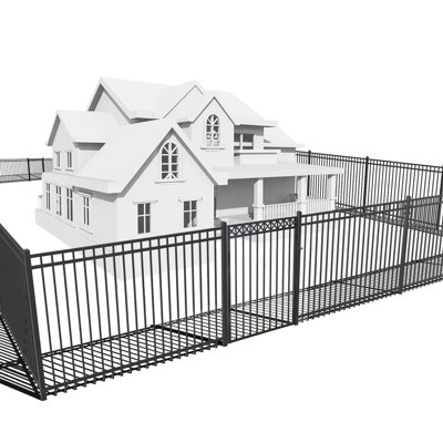 Heavy Duty 76FT Flat Top Fence Barrier Kit with 4FT H X 6FT W Panels, Decorative Fence Gate, Posts, Connectors, Outdoor Fencing for Yard
