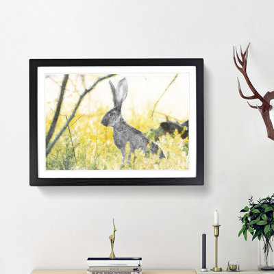 Alert Hare In The Meadow - Single Picture Frame Painting on MDF