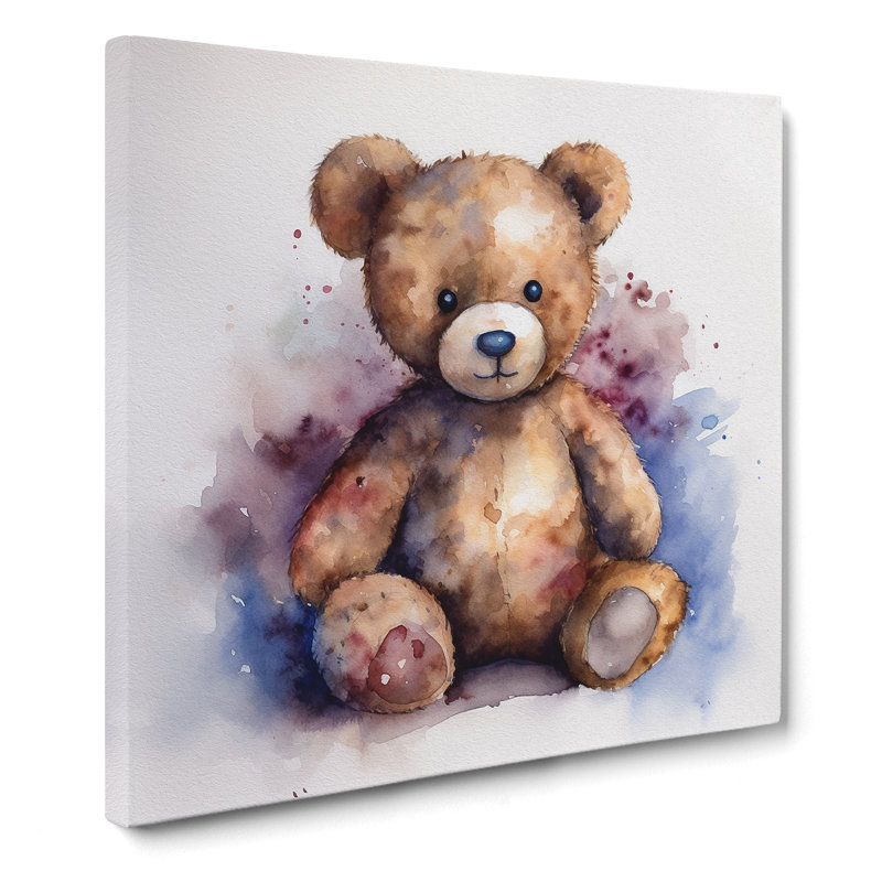 Teddy Bear Watercolour - Wrapped Canvas