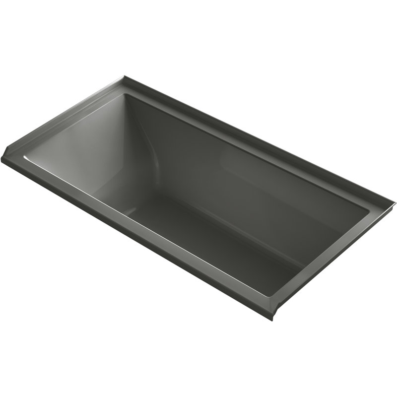 60" x 30" Drop In Whirlpool Acrylic Bathtub with Heater, Thunder Gray, Right