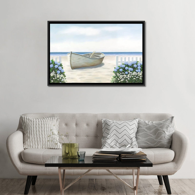 « beach days i », impression sur toile, Toile avec cadre noir, Pas de tapis, H 32 po x l 48 po x P 1,5 po