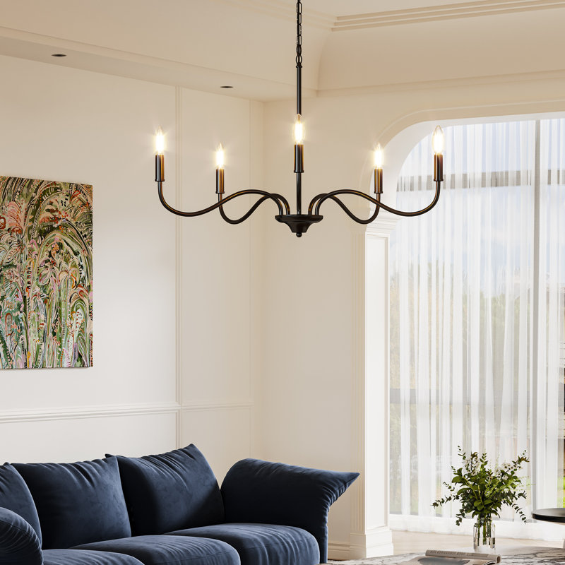 Lustre 5 lumières à intensité variable de style bougie avec hauteur réglable