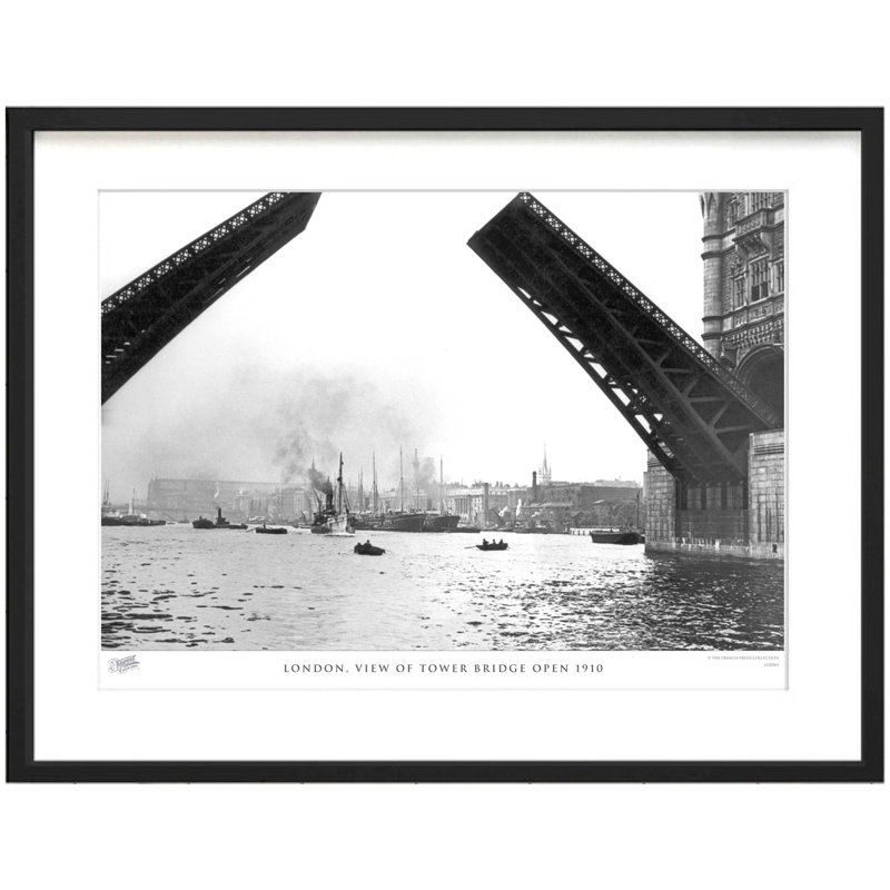 London, View Of Tower Bridge Open 1910 by Francis Frith - Single Picture Frame Print, 40cm H x 50cm W x 2.3cm D