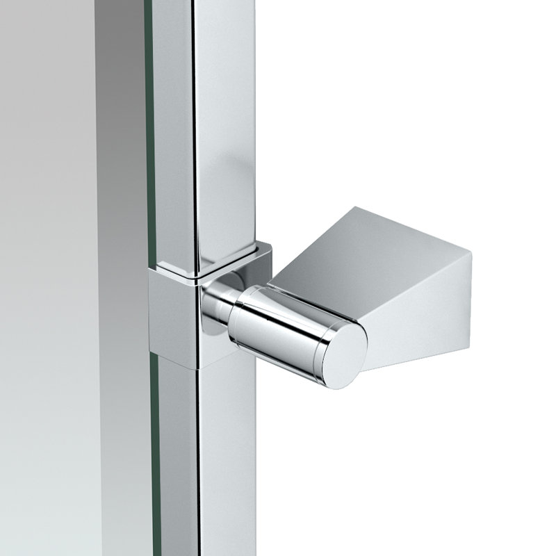Miroir mural bleu avec cadre rectangulaire | Miroir de coiffeuse pivotant, Chrome, H 32,5 po x l 27,5 po