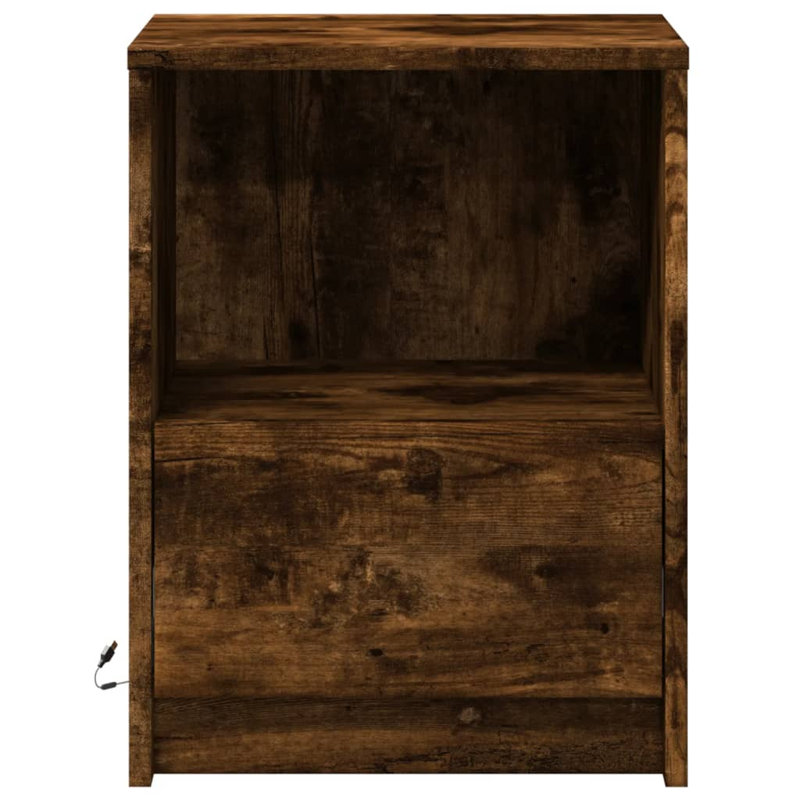 Dancho 38cm W Manufactured Wood Bedside Table, 2, Smoked Oak