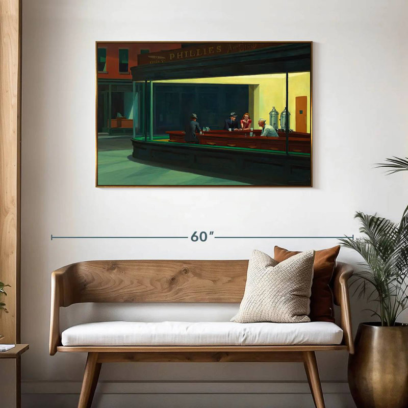 Nighthawks, 43 po x 29 po, Cadre flottant doré