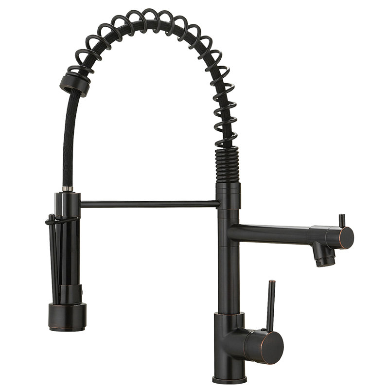 Commercial Kitchen Faucet With Pull Down Sprayer, Single Handle Single Lever Kitchen Sink Faucet, Oil-Rubbed Bronze