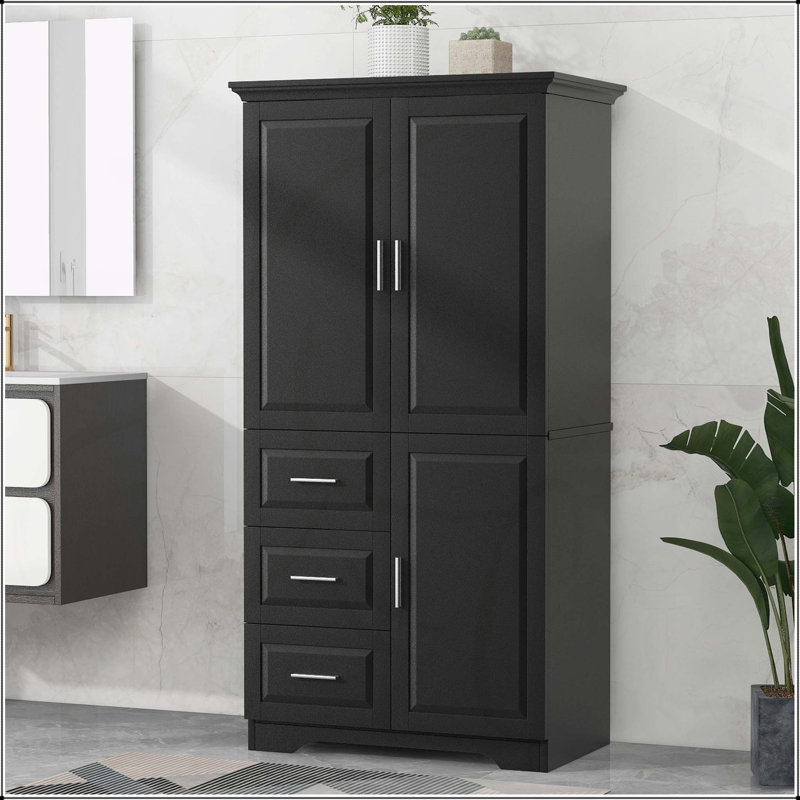 Armoire de rangement polyvalente avec plusieurs compartiments pour divers espaces, Noir