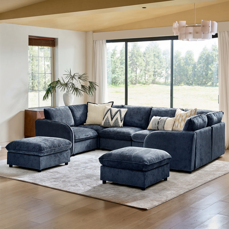 Canapé modulaire moderne avec rangement Terencio, Marine