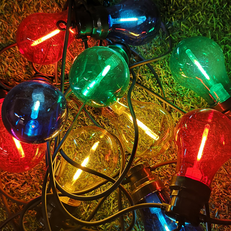 4.5M Set Of 10 Connectable Festoon Bulb Lights In Warm White With Timer Function, Blue/Red/Yellow/Green