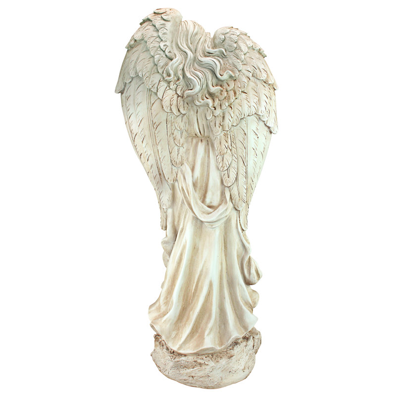 32.5-Inch Antique Stone Finish Angel Garden Statue