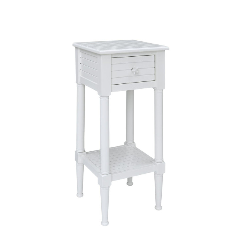 Barrydale Solid Wood Top End Table with Storage, White